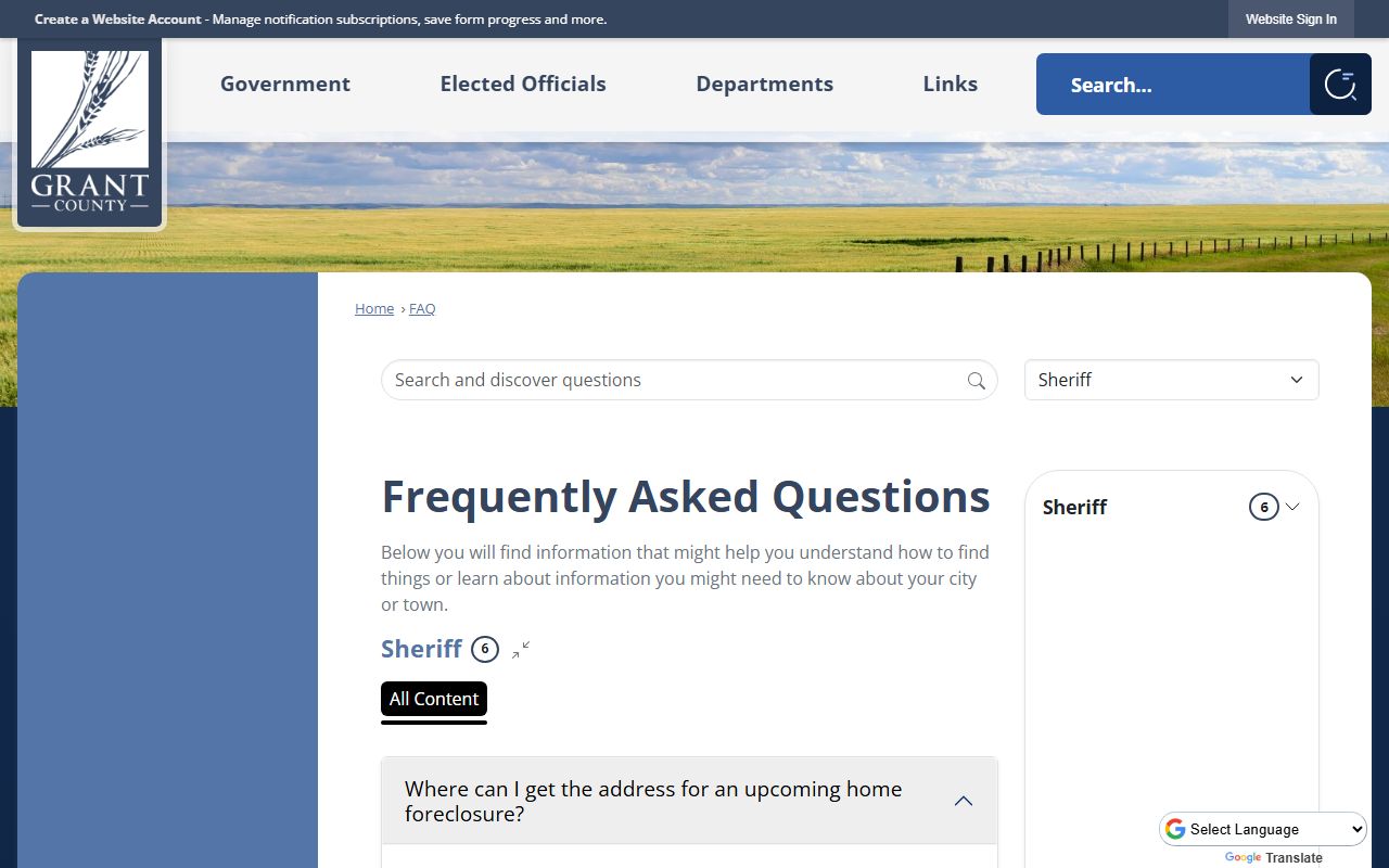 Grant County Jail digital visitation FAQ for inmate visits
